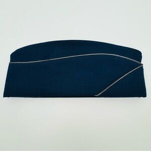 United States Air Force Officer's garrison cap. Navy blue. Wool/ poly blend.
